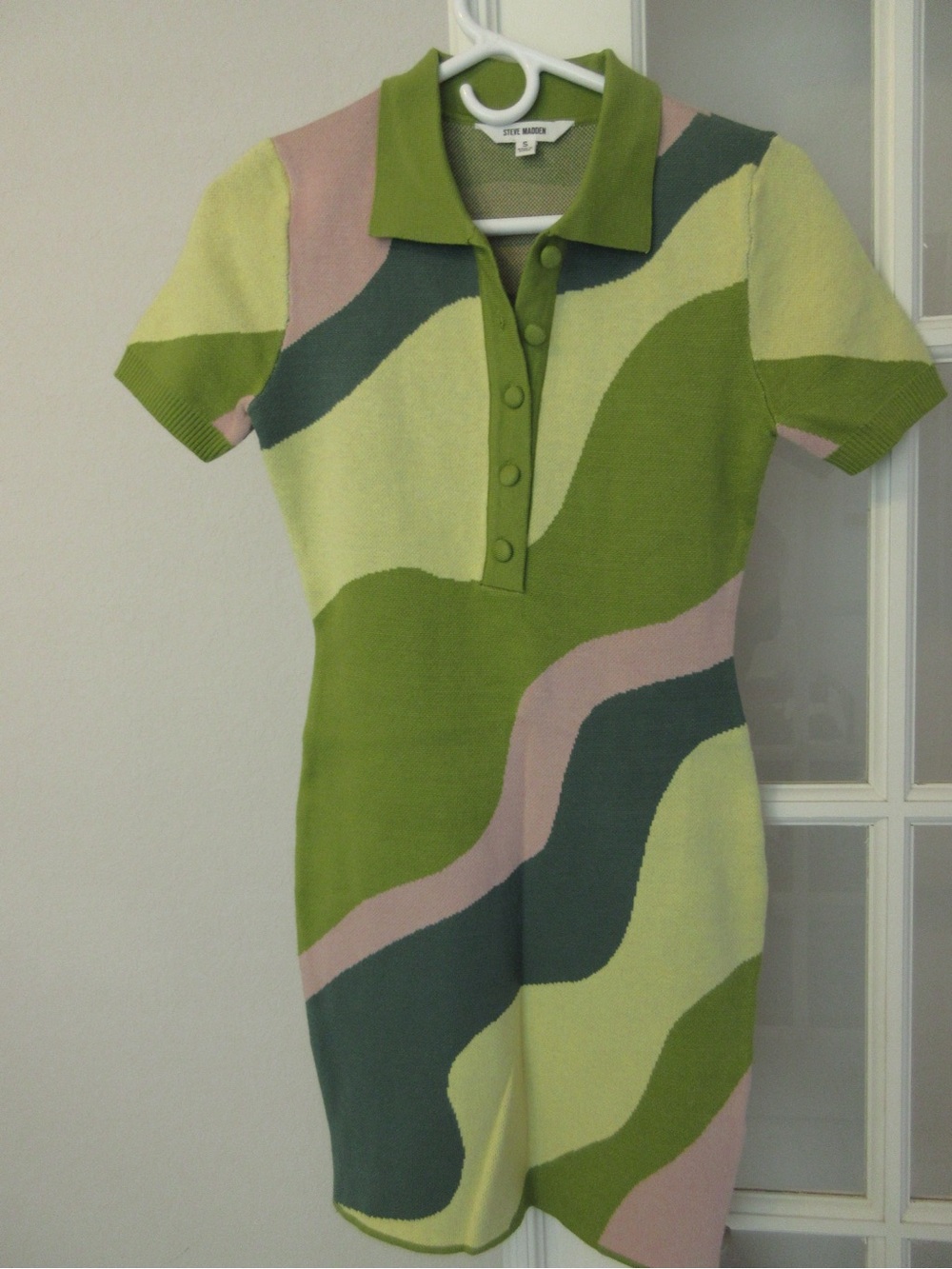 Steve Madden Green and Pale Green Knit Polo Top